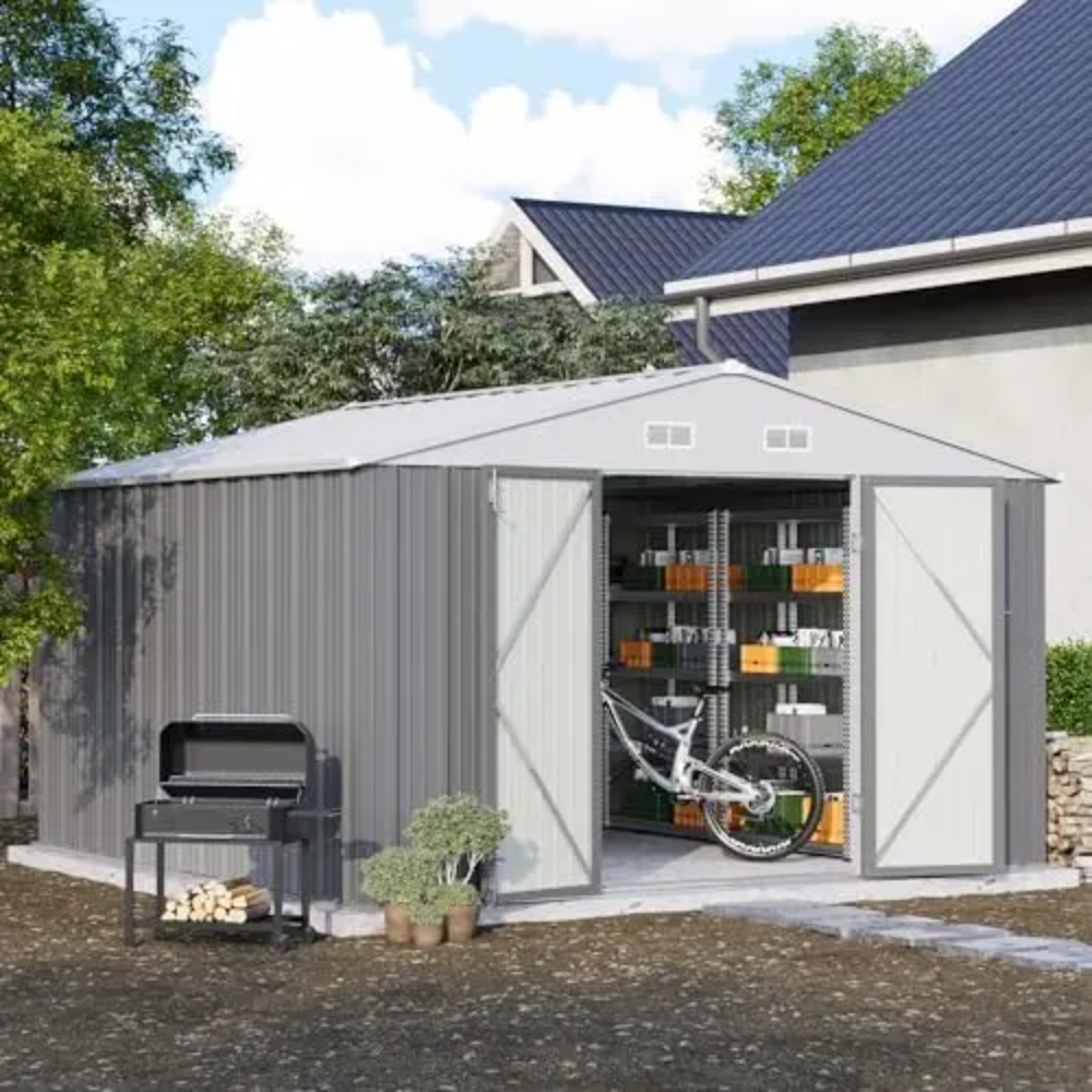 Farming And Agriculture - 10x10 FT Metal Storage Shed, Brown