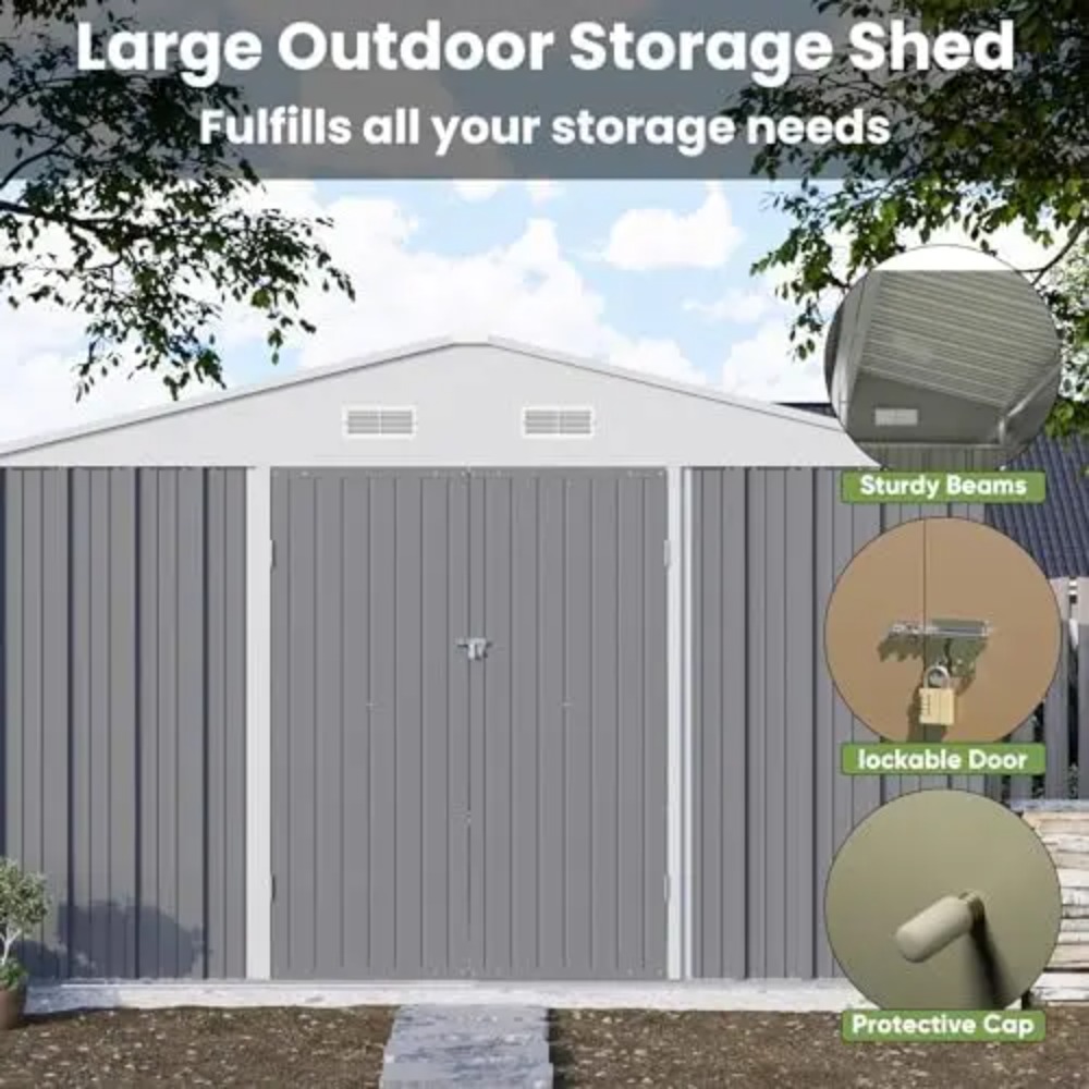 10x10 FT Metal Storage Shed, B - Farming And Agriculture 评论和价格